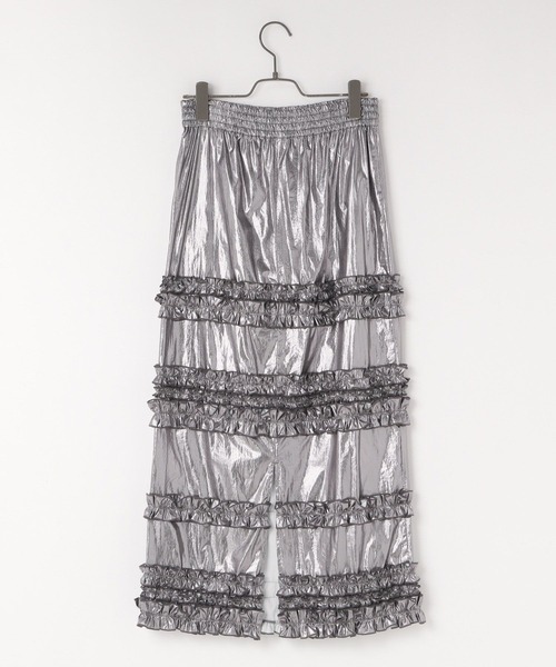 yuw（ユウ）の「メタリックフリルタイトスカート　109068（スカート・レディース・ブラック/シルバー・FREE）」の6枚目の写真