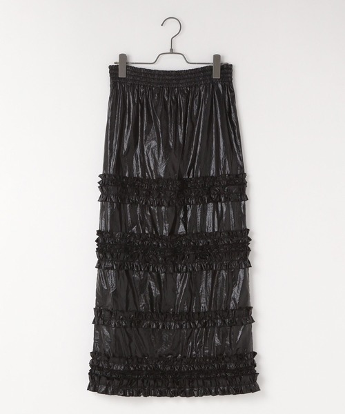yuw（ユウ）の「メタリックフリルタイトスカート　109068（スカート・レディース・ブラック/シルバー・FREE）」の4枚目の写真