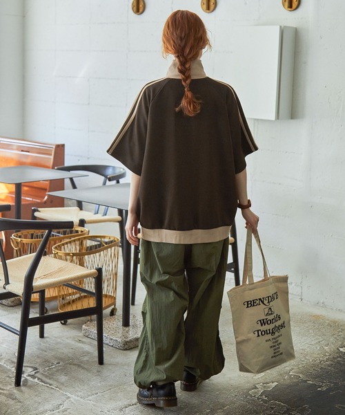 MONO-MART LADY'S（モノマートレディース）の「ナンバリング刺繍半袖トラックジャケット（ジャージ・レディース・ワイン/アイボリー/ネイビー/ブラウン・FREE）」の8枚目の写真