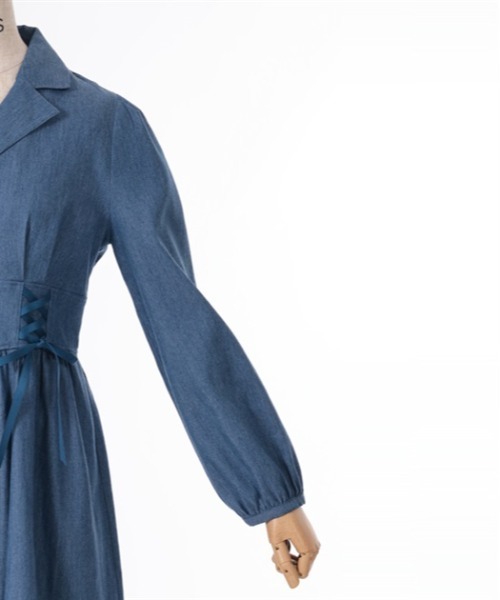 axes femme（アクシーズファム）の「ダブルレースアップデニムワンピース（ワンピース・レディース・ワンウォッシュ/ブラック/インディゴブルー・FREE）」の16枚目の写真