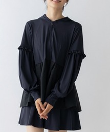 【SONO】パフィースリーブフリルトリムフーディ　ホワイト SONO】パフィースリーブフリルトリムフーディ ホワイト GiGi