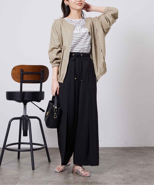 Chez toi(シェトワ)の「リネン×リブ切替ワイドパンツ(その他パンツ・レディース・ベージュ/ブラック/オリーブ・FREE)」の11枚目の写真