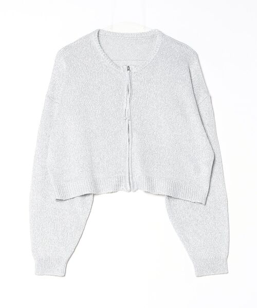 セール】ラメリリーヤーンジップカーデ（カーディガン/ボレロ）｜Per