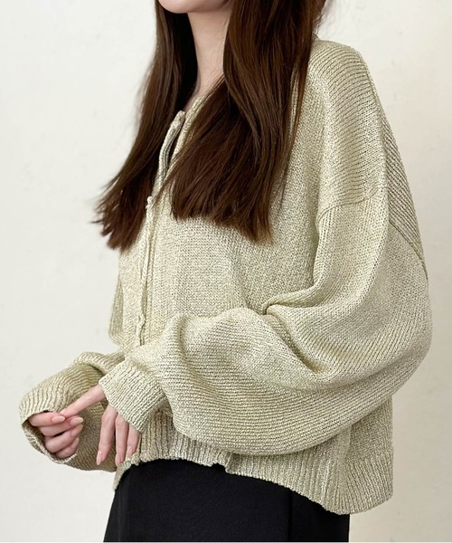 Herno シルバー ジップアップカーディガン キラキラ ラメスパンコール