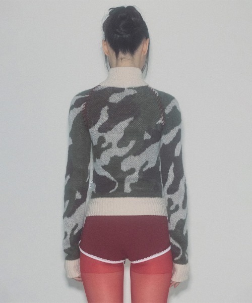 SCULPTOR（スカルプター）の「Camouflage Mohair Raglan Zip-Up/カモフラージュモヘアラグランジップアップ（ニット/セーター・レディース・ライトピンク/ミント・SMALL/MEDIUM/X-SMALL）」の7枚目の写真