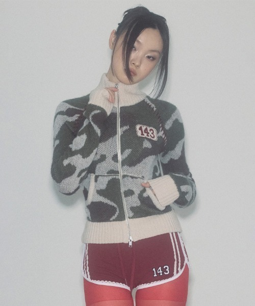 SCULPTOR（スカルプター）の「Camouflage Mohair Raglan Zip-Up/カモフラージュモヘアラグランジップアップ（ニット/セーター・レディース・ライトピンク/ミント・SMALL/MEDIUM/X-SMALL）」の6枚目の写真