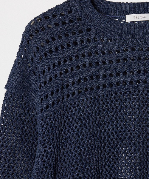 ESLOW(エスロー)の「ESLOW/エスロー MESH SWEATER メッシュセーター サマーニット(ニット/セーター・レディース・ホワイト/ネイビー・FREE)」の8枚目の写真