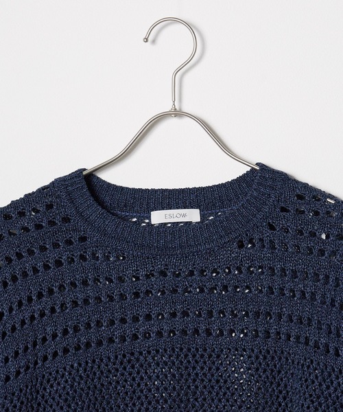 ESLOW(エスロー)の「ESLOW/エスロー MESH SWEATER メッシュセーター サマーニット(ニット/セーター・レディース・ホワイト/ネイビー・FREE)」の7枚目の写真