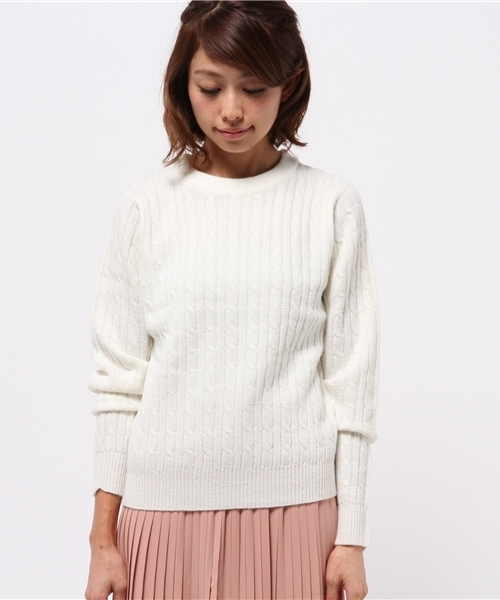 WEGO（ウィゴー）の「WEGO/ケーブルニット（ニット/セーター・レディース・キャメル/ワイン/カーキ/ネイビー/杢グレー/オフホワイト/ダークグリーン・FREE）」の17枚目の写真