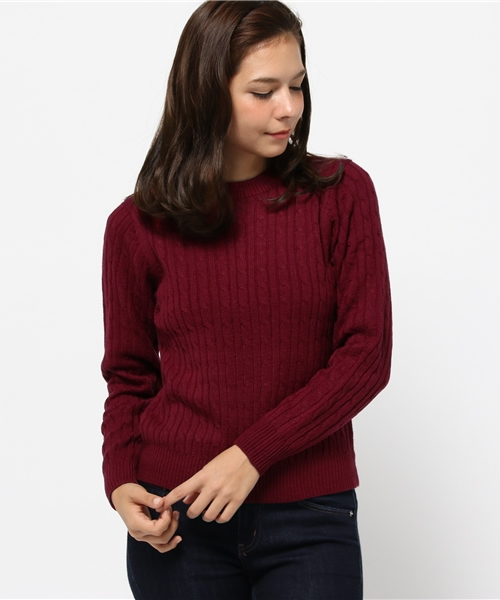 WEGO（ウィゴー）の「WEGO/ケーブルニット（ニット/セーター・レディース・キャメル/ワイン/カーキ/ネイビー/杢グレー/オフホワイト/ダークグリーン・FREE）」の16枚目の写真