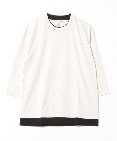 JEANS MATE(ジーンズメイト)の「汗染みの目立たないTシャツ ZEROSTAIN ゼロステイン フェイクレイヤード ビッグシルエット7分袖Tシャツ 防汚 UVカット 撥水(Tシャツ/カットソー・メンズ・ブラック/オフホワイト/ホワイト/ネイビー・MEDIUM/LARGE/X-LARGE)」の3枚目の写真