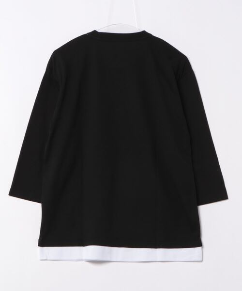 JEANS MATE(ジーンズメイト)の「汗染みの目立たないTシャツ ZEROSTAIN ゼロステイン フェイクレイヤード ビッグシルエット7分袖Tシャツ 防汚 UVカット 撥水(Tシャツ/カットソー・メンズ・ブラック/オフホワイト/ホワイト/ネイビー・MEDIUM/LARGE/X-LARGE)」の5枚目の写真