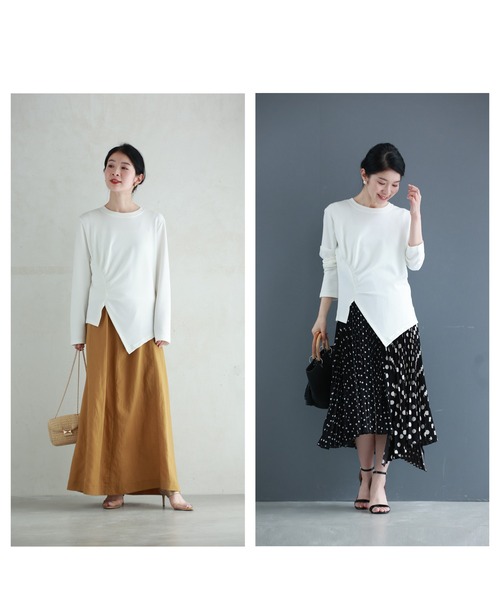 アシンメトリーなカーブタックのカットソートップス（Tシャツ/カットソー）｜CAWAII（カワイイ）
