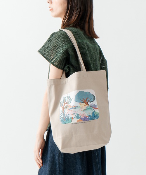 Kelen（ケレン）の「「KELEN/ケレン」ジュラシックプリントトート / JURA TOTE（トートバッグ・レディース・ナチュラル/パープル/グレイッシュベージュ・FREE）」の5枚目の写真