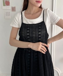 MEIMEIJ キャミソールワンピース裾レース 花柄 ブラック MEIMEIJ キャミソールワンピース 花柄 ブラック イタリア サテン