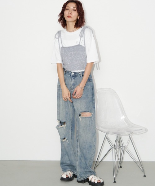 Auntie Rosa Holiday(アンティローザホリデー)の「CAR REPAIR'S箔プリントロゴルーズTEE(Tシャツ/カットソー・レディース・オフホワイト/ナチュラル/チャコールグレー・FREE)」の12枚目の写真