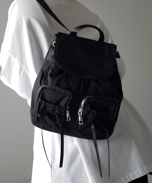 me+em select(ミームセレクト)の「【 2color 】ダブルリボンナイロンミニバックパック / double ribbon nylon mini backpack(バックパック/リュック・レディース・ブラック/アイボリー・FREE)」の10枚目の写真