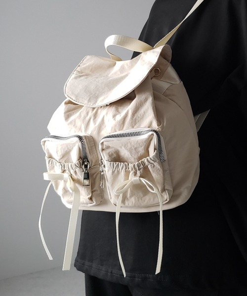 me+em select(ミームセレクト)の「【 2color 】ダブルリボンナイロンミニバックパック / double ribbon nylon mini backpack(バックパック/リュック・レディース・ブラック/アイボリー・FREE)」の18枚目の写真