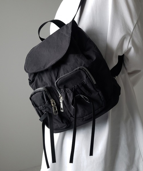 セール】【 2color 】ダブルリボンナイロンミニバックパック  