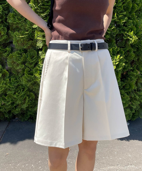 Chillfar（チルファー）の「ピンタックハーフパンツ（その他パンツ・レディース・ネイビー/グレー/ブラック/アイボリー/ベージュ・FREE）」の2枚目の写真