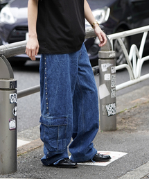 【AFB / エーエフビー】STUDDED DENIM CARGO PANTS