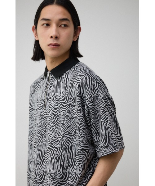 AZUL by moussy（アズールバイマウジー）の「オーバーサイズジャガードニットポロ（ポロシャツ・メンズ・ブルー系その他/ライトグレー/ブラック系その他/ブラック・FREE）」の10枚目の写真