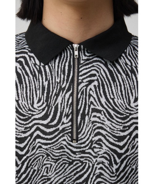 AZUL by moussy（アズールバイマウジー）の「オーバーサイズジャガードニットポロ（ポロシャツ・メンズ・ブルー系その他/ライトグレー/ブラック系その他/ブラック・FREE）」の5枚目の写真