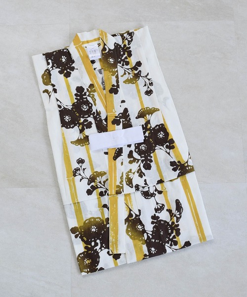 utatane（ウタタネ）の「キッズ浴衣3点セット ニコアンティーク からしのバンブーストライプと菊影絵（浴衣・キッズ・イエロー・100cm/110cm/120cm/130cm）」の7枚目の写真