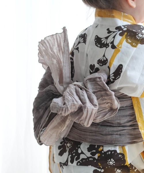 utatane（ウタタネ）の「キッズ浴衣3点セット ニコアンティーク からしのバンブーストライプと菊影絵（浴衣・キッズ・イエロー・100cm/110cm/120cm/130cm）」の9枚目の写真