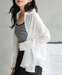 Petitle | [ 低身長向けサイズ ] シアーガーゼロングシャツ(シャツ/ブラウス)