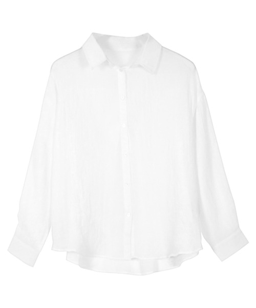 Petitle（プチレ）の「[ 低身長向けサイズ ] シアーガーゼロングシャツ（シャツ/ブラウス・レディース・ブラック/ブルー/ホワイト/イエロー/ライトベージュ/グリーン/ピンク/ブラウン・PM）」の15枚目の写真