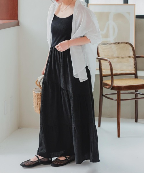 セール】[ 低身長向けサイズ ] シアーガーゼロングシャツ