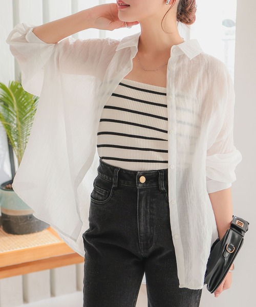 美品✨リツコ シラハマ シアー ロングシャツ 羽織り ブラウス ブルー 日本製 CATEGORY シャツ・ブラウス | RITSUKO SHIRAHAMA