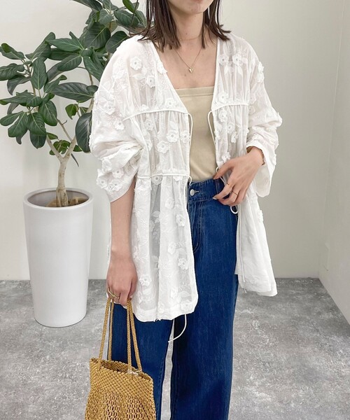 3D Embroideryチュニックキャミ ホワイト 3D Embroideryチュニックキャミ ホワイト 3D Embroideryチュニック