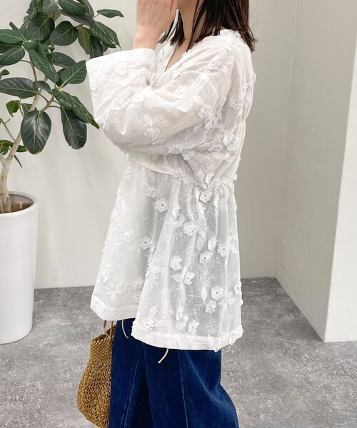 freddy emue ブラウス サイズ38 美品 fredy emue ブラウス シャツ ハート刺繍フリルカラーブラウス