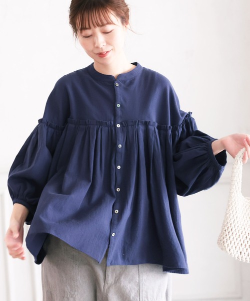 soulberry(ソウルベリー)の「たっぷり繊細なブラウス(シャツ/ブラウス・レディース・ネイビー・L/LL/3L/4L/5L/M)」の7枚目の写真