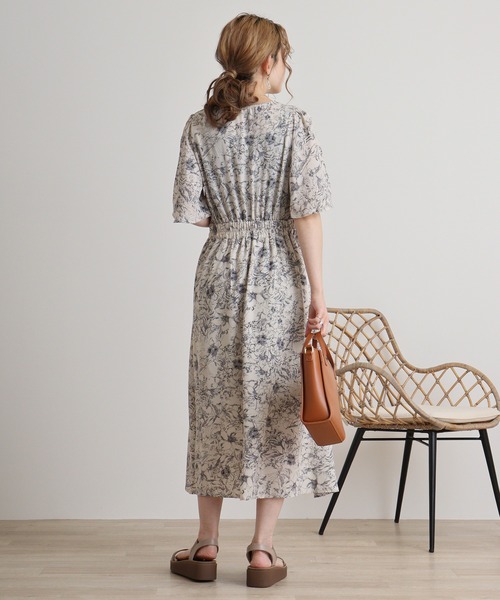 MARBLE WALTS（マーブルワルツ）の「MARBLE WALTZ　ウエストギャザー切替半袖ワンピース（ワンピース・レディース・ピンクベージュ/ベージュ/キナリ/ブラック・M）」の12枚目の写真