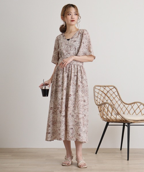 MARBLE WALTS（マーブルワルツ）の「MARBLE WALTZ　ウエストギャザー切替半袖ワンピース（ワンピース・レディース・ピンクベージュ/ベージュ/キナリ/ブラック・M）」の13枚目の写真