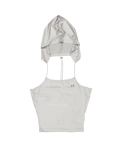 SETUPEXE(セットアップイーエックスイー)の「韓国ブランド SETUP‐EXE セットアップエグゼ HALTER HOOD SLEEVELESS 袖なしトップス スリーブレス ノースリーブ クロップ丈トップス クロップ丈キャミソール フード付きキャミソール 韓国ファッション 韓国ストリート ストリートファッション(キャミソール・レディース・ブラック/ライトグレー・ONE SIZE)」の11枚目の写真