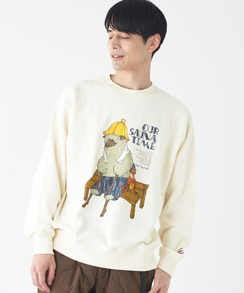 KRIFF MAYER(クリフメイヤー)の「プリントスウェットクルー(ヒツジ)(スウェット・メンズ・イエロー/チャコール/ナチュラル/グリーン・X-LARGE/LARGE/MEDIUM)」の1枚目の写真