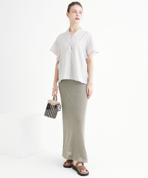 saloon（サルーン）の「SALOON(サルーン)/タンブラーブッチャーフレンチスリーブブラウス【手洗い可】セットアップ可（シャツ/ブラウス・レディース・グレー/ブルー/ピンク/ブラック・FREE）」の17枚目の写真