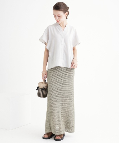 saloon（サルーン）の「SALOON(サルーン)/タンブラーブッチャーフレンチスリーブブラウス【手洗い可】セットアップ可（シャツ/ブラウス・レディース・グレー/ブルー/ピンク/ブラック・FREE）」の19枚目の写真