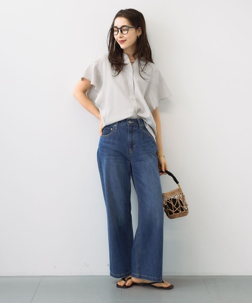 saloon（サルーン）の「SALOON(サルーン)/タンブラーブッチャーフレンチスリーブブラウス【手洗い可】セットアップ可（シャツ/ブラウス・レディース・グレー/ブルー/ピンク/ブラック・FREE）」の9枚目の写真