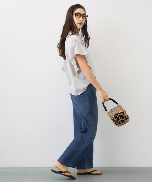 saloon（サルーン）の「SALOON(サルーン)/タンブラーブッチャーフレンチスリーブブラウス【手洗い可】セットアップ可（シャツ/ブラウス・レディース・グレー/ブルー/ピンク/ブラック・FREE）」の11枚目の写真