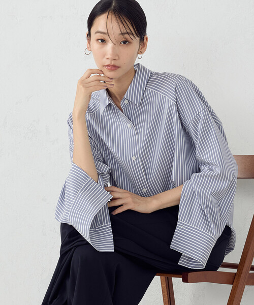 COMME CA ISM(コムサイズム)の「ストレッチポリエステルブロード ヨーク切替シャツ(シャツ/ブラウス・レディース・ストライプ/オフホワイト・MEDIUM/LARGE)」の18枚目の写真