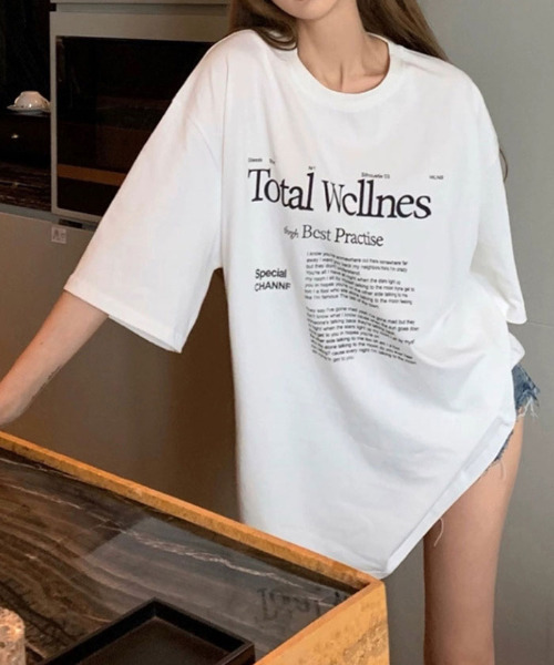 VIVID LADY(ビビッドレディー)の「ロゴプリント半袖Tシャツ レディース 夏tシャツ(Tシャツ/カットソー・レディース・ブラック/ホワイト・FREE)」の7枚目の写真