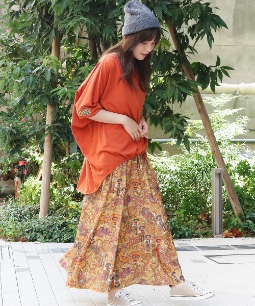 新入荷 セール】ファブリックプリントジャージースカート（スカート トップス