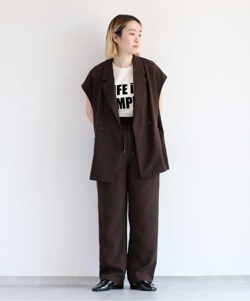 cepo（セポ）の「【速乾・イージーケア】イージータックストレートパンツ 《セットアップ可能》（その他パンツ・レディース・ブラウン/ブラック・M/S）」の7枚目の写真