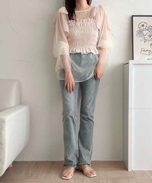 apres jour clair(アプレジュールクレア)の「【apres jour clair】カップ付きチュールリボントップス【ZOZOTOWN限定アイテム】(キャミソール・レディース・ピンクベージュ/ブラック系その他/レッド/アイボリー・フリー/X-LARGE)」の18枚目の写真