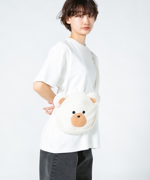 LB/S （エルビーエス）の「【Hi Hey Hoooo/ハイヘイホー】くま顔ショルダーバッグ（ショルダーバッグ・レディース・オフホワイト・FREE）」の2枚目の写真